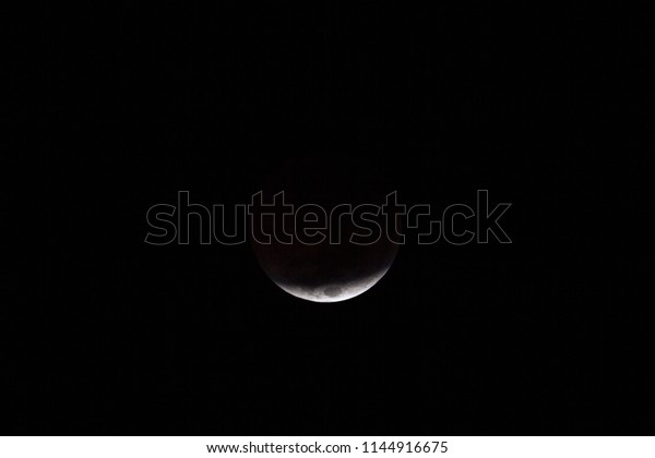 Total Lunar Eclipse of July 2018.\
Approaching maximum contact at 03:26hrs visible during the longest\
full eclipse of this century.  Imaged from Papar,\
MY