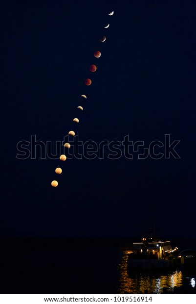 Total lunar eclipse in\
Thailand
