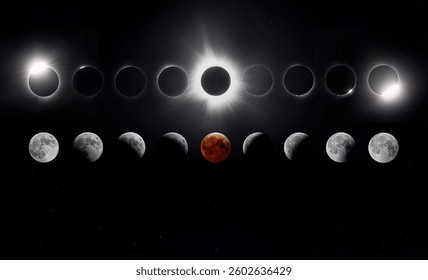 Total Solar Eclipse and Total Lunar Eclipse composite