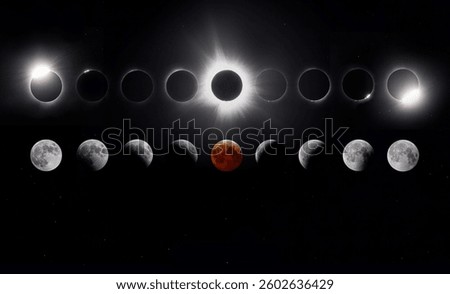 Total Solar Eclipse and Total Lunar Eclipse composite