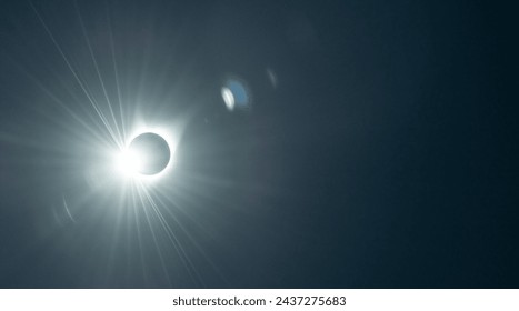 Total Solar Eclipse, sun covered by the moon in the sky.