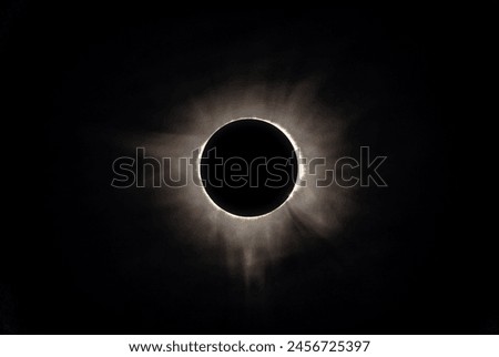 Totality and maximum eclipse where moon completely covers the solar disk. Corona of the Sun and Baily’s Beads of the Total solar eclipse of April 8, 2024 seen from Mazatlan, Sinaloa, Mexico