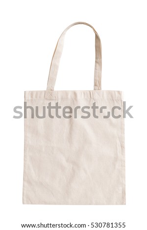 Tote bag canvas fabric cloth shopping sack mockup blank template isolated on white background (clipping path) 