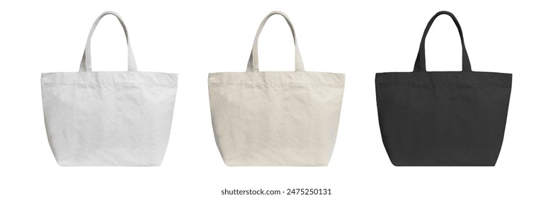 Totebag Mock up White, Cream and Black. Reusable eco friendly tote bag isolated on white background. - Powered by Shutterstock