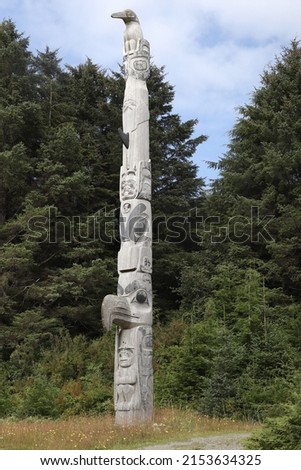 Totem pole at Old Masset, Graham Island, Haida Gwaii, British Columbia