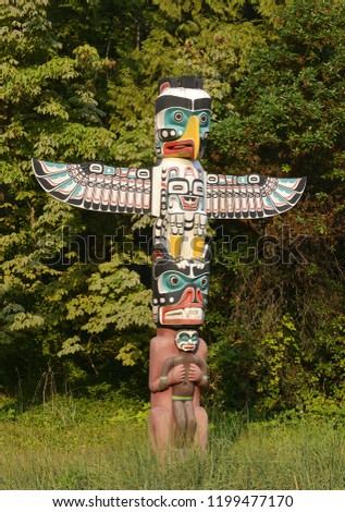 Totem poles in Stanley Park,Vancouver, Canada