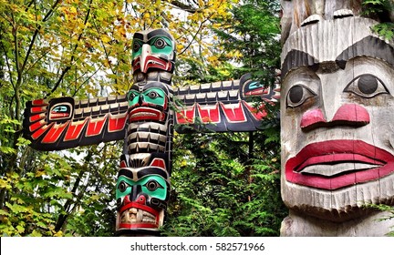 Totem Poles , Vancouver Island, Canada