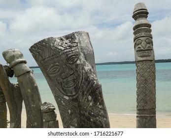 Totems And Mystic Figures On Public Display On South Pacific Islands.         