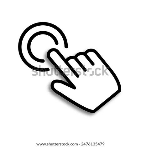 Touch screen finger hand press push on white background