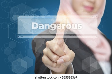 Touch screen interface with word: Dangerous