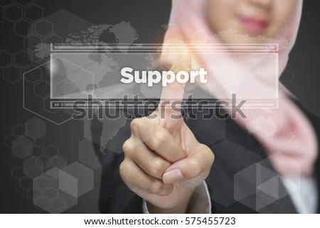 Touch screen interface with word: Support