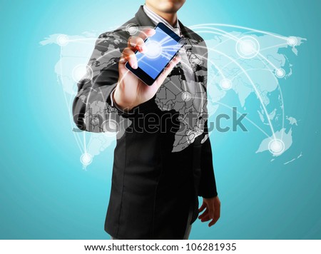 Touch screen mobile phone in hand
