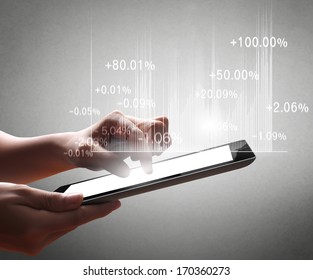 touch screen tablet with the graph 