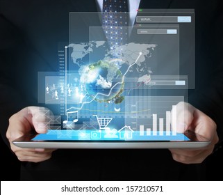 touch screen ,touch- tablet in hands 