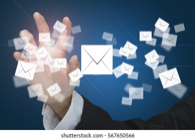 Touch screen of virtual reality interface with Mail icon