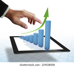 touch tablet in hand concept, with graph
