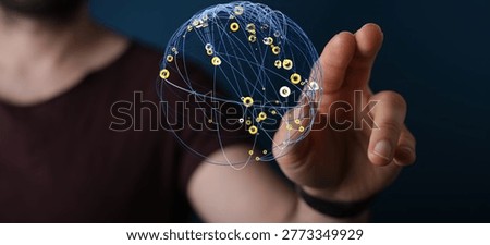 Touching a 3D network sphere with connected dots