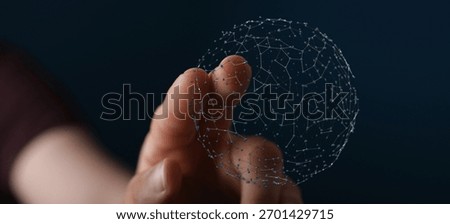 Touching digital sphere of global network in human hand