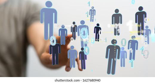 touching global network and data customer connection