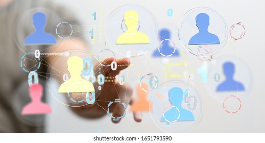 touching global network and data customer connection