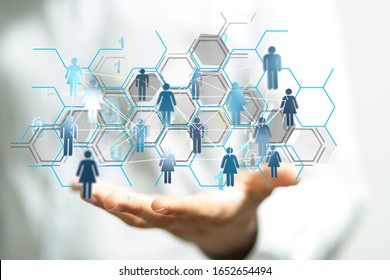 touching global network and data customer connection