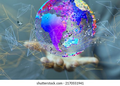 touching global network and data customer connection