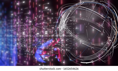 touching global network and data exchanges over the world 3D rendering