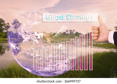 touching good strategy on virtual screen vintage tone , image element furnished by NASA