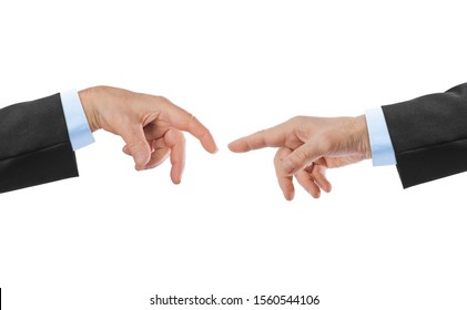 Touching Hands - Isolated On White Background