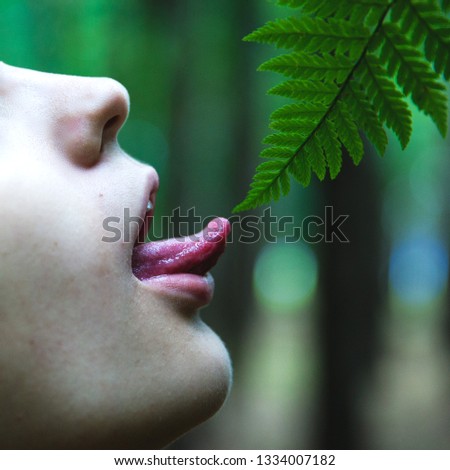 touching the leaf by tounge