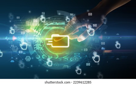 touching with soft gesture multimedia screen with future technology concept - Shutterstock ID 2239612285