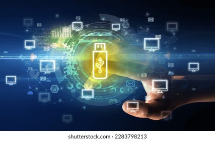touching with soft gesture multimedia screen with future technology concept - Shutterstock ID 2283798213
