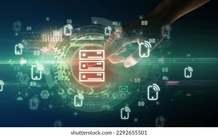 touching with soft gesture multimedia screen with future technology concept - Shutterstock ID 2292655501