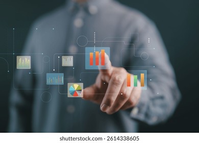 Touchscreen data visualization for real-time business insights and trends.