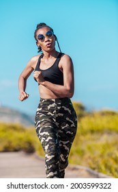 Tough Afro American Woman Running Towards The Camera