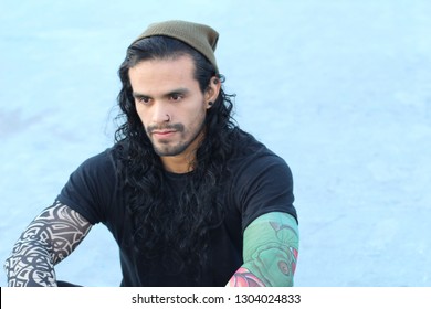 Man Long Dark Hair Images Stock Photos Vectors Shutterstock