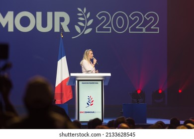 Toulon, France - 06 March 2022: Marion Marechal Le Pen  Seen During Her Speech On The Stage At The Zenith Of Toulon For A Political Meeting Of Eric Zemmour