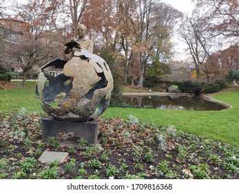 Toulouse, France; December 08 2019: Antoine De Saint-Exupéry ( The Little Prince Author) Sculpture In Royal Gardens Of Toulouse.