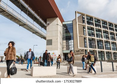 Toulouse, FRANCE - February 24, 2017: Students Walk The Campus Of Jean Jaurès University