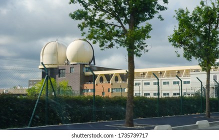 Toulouse, France - Sept. 2020 - Domed Facilities In The Secure Industrial Factory Of Thales Alenia Space, A World-leading French And Italian Company In Satellite Manufacturing And Aerospace Industry