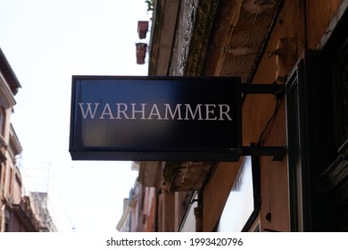 Toulouse , Occitanie France - 06 06 2021 : Warhammer text sign store and logo brand shop specialist retail toys fantasy board games 