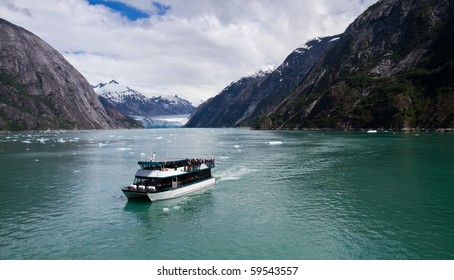 Tour Boat Returning From A Glacier In Endicott Fijord