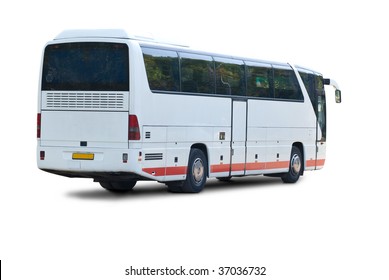 Tour Bus. Isolated On White Background With Clipping Path.