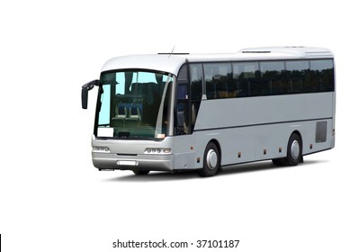 Tour Bus. Isolated On White Background With Clipping Path.