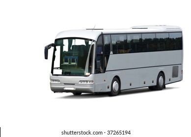 Tour Bus. Isolated On White Background With Clipping Path.