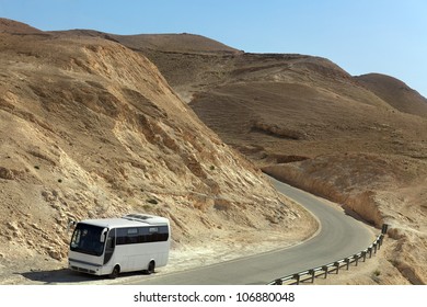 Tour Bus On Deserted Road, Israel