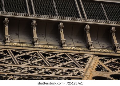 Tour Eiffel (Eiffel Tower) on Champ de Mars in Paris. Eiffel Tower is tallest structure in Paris and most visited monument in the world. France.