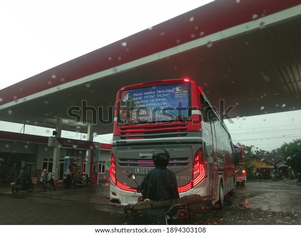 tourism bus, taken in August 2020 in\
Yogyakarta, Indonesia