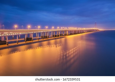 Tourism Scenery Of Hangzhou Bay Cross Sea Bridge In Zhejiang Province, China