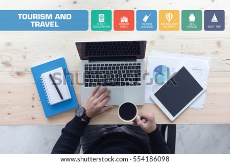 Tourism and Travel Concept with Icon Set